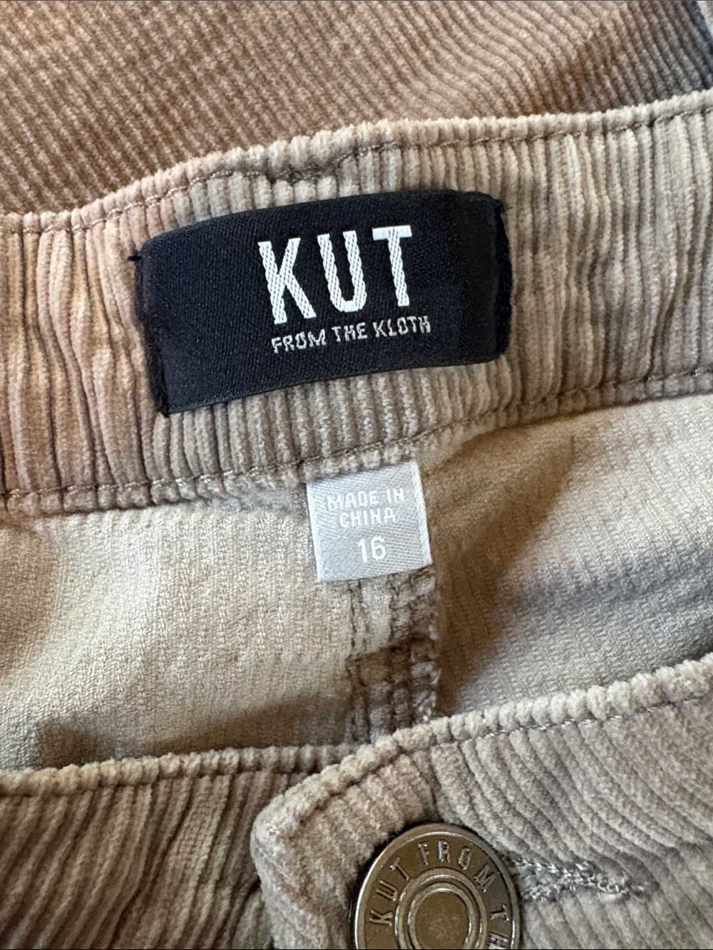 Kut from the Kloth Kelsey Ankle Flare Tan  Corduroy Trousers Size 16 - Picture 3 of 10